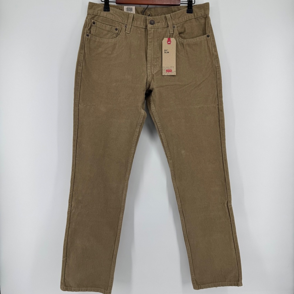 Levi's 511 Slim Corduroy Pants Mens 33x32 Tan Khaki Stretch Trousers